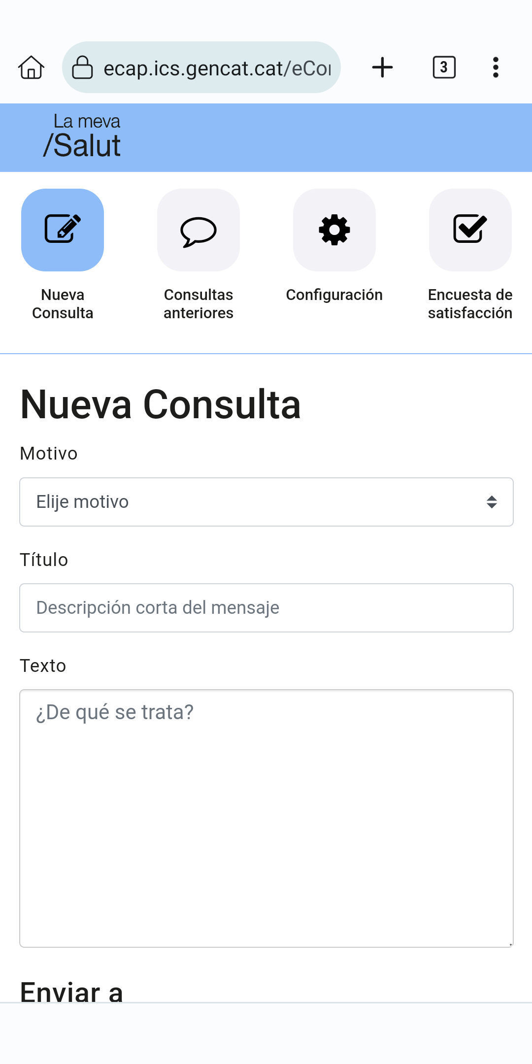 Nuevo mensaje en dispositivo móvil con La Meva Salut Plus